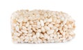 Bar of delicious rice crispy treat isolated on white Royalty Free Stock Photo