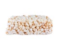 Bar of delicious rice crispy treat isolated on white Royalty Free Stock Photo