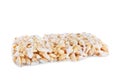 Bar of delicious rice crispy treat isolated on white Royalty Free Stock Photo