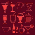 Bar and drinks icons set in linear style Royalty Free Stock Photo