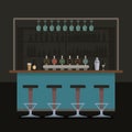 Geometric vector interior of the pub from simple forms Royalty Free Stock Photo