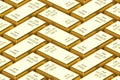 Bar of gold on a white background. 3d rendering, 3D illustration