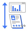 Performance evaluation process with bar graph and star-rated resume review concept Royalty Free Stock Photo
