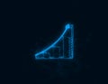 Bar graph animated icon with plexus effect. Connected lines with dots. Illustration