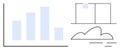 Minimalist Data Visualization with Bar Chart, Cloud Icon, and Calendar Layout Royalty Free Stock Photo