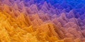 Bar graph field from orange and blue gradient cube or box mesh array background, abstract modern data visualisation, science,