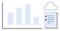 Bar Chart and Cloud Document Signifying Data Analysis and Cloud Storage Integration Royalty Free Stock Photo