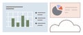 Data Visualization with Bar Graph, Pie Chart, and Cloud Storage Concept Royalty Free Stock Photo