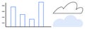 Bar Graph Analysis with Cloud Computing Concept in Minimalist Style Royalty Free Stock Photo