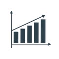 Bar graph showing upward trend with arrow indicating growth Royalty Free Stock Photo