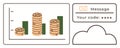 Financial growth chart with coins, secure message, and cloud storage concept Royalty Free Stock Photo