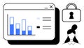 Digital Security Concept with Bar Graph, Lock Icon, and Womans Silhouette Royalty Free Stock Photo
