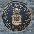 Department of the Air Force logo on the monument dedicated to members of the army forces served to their country in Bar Harbor