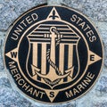 United States Merchant Marine logo on the monument dedicated to members of the army forces served to their country in Bar Harbor,