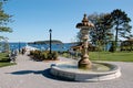 BAR HARBOR, MAINE: Walkway and view of the port. Royalty Free Stock Photo