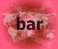 Bar, hi-tech background, digital business touch screen