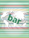 Bar, hi-tech background, digital business touch screen. concept of citation, info, testimonials, notice