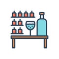 Color illustration icon for Bar, pub and counter