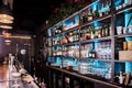 Bar interior. Classic bar and liquor rack. Minsk, Belarus - August 1, 2020