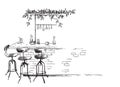 Bar interior sketch, bar stand vector drawing