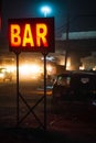 Bar light sign board in red color, neon sign for a bar,Bar neon sign,neon BAR sign lights up the doorway of a drinking