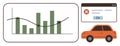 Analytics Dashboard with Error Notification Window and Compact Orange Car Icon for Automation Concept Royalty Free Stock Photo