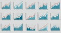 Bar and line graphs display various financial and analytical data. Each graph features Royalty Free Stock Photo