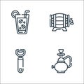 bar line icons. linear set. quality vector line set such as hookah, bottle opener, beer keg