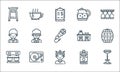 Bar line icons. linear set. quality vector line set such as stool, vip, coffee machine, cigarette, turntable, waiter, bar counter