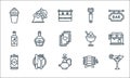 Bar line icons. linear set. quality vector line set such as martini, hookah, beer can, beer keg, knife, wine, ice cream, bottle