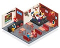 Bar Live Music Isometric Composition