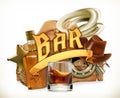 Bar logo. Western retro style. 3d vector