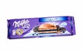 Bar of Milka oreo chocolate isolated on white background Royalty Free Stock Photo