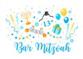 Bar Mitzvah congratulation or invitation card. jewish tradition boy`s birthday