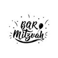 Bar Mitzvah congratulations card. Ink illustration with hand-drawn lettering Royalty Free Stock Photo