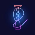 Bar neon hookah icon, cartoon style