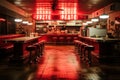 Bar premises at night under the light of lamps