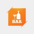 Bar or Pub sign icon. Wine bottle and Glass.