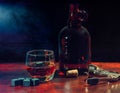 Bar or pub still life with glass of whiskey Royalty Free Stock Photo