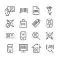 Bar and qr code scanning vector thin line icons Royalty Free Stock Photo