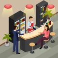 Bar Restaurant Isometric Background