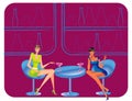 Bar restaurant lounge coffee women Illustration ve