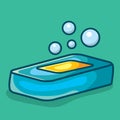 Bar soap with float bubbles vector illustration in flat style Royalty Free Stock Photo
