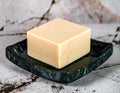Bar of Soap on Soap Dish Royalty Free Stock Photo