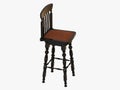 Bar stool black paint on a white background 3d rendering