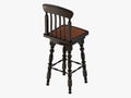 Bar stool black paint on a white background 3d rendering