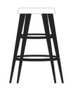 Bar stool black and white 2D line cartoon object