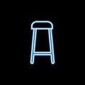 bar stool icon in neon style. One of Furniture collection icon can be used for UI, UX