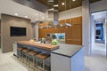 Bar Stools At Breakfast Bar In Kitchen Royalty Free Stock Photo