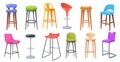 Bar stools. Tall stool, standing high seat for bar club or office store, modern vintage wooden chairs restaurant bistro Royalty Free Stock Photo